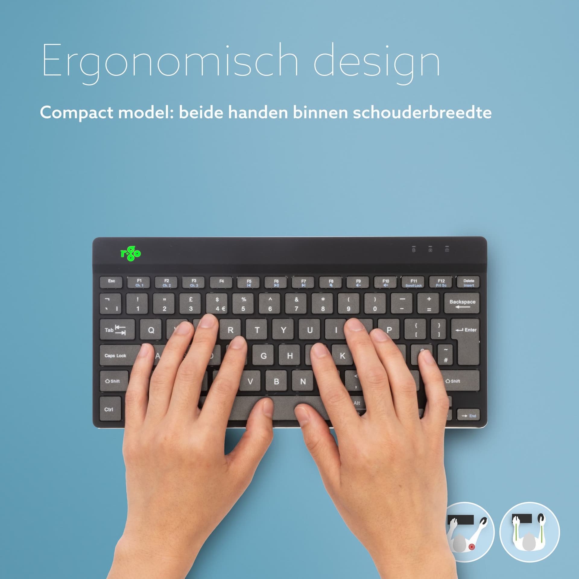Toetsenbord R-Go Ergonomisch Compact Break QWERTY zwart 2