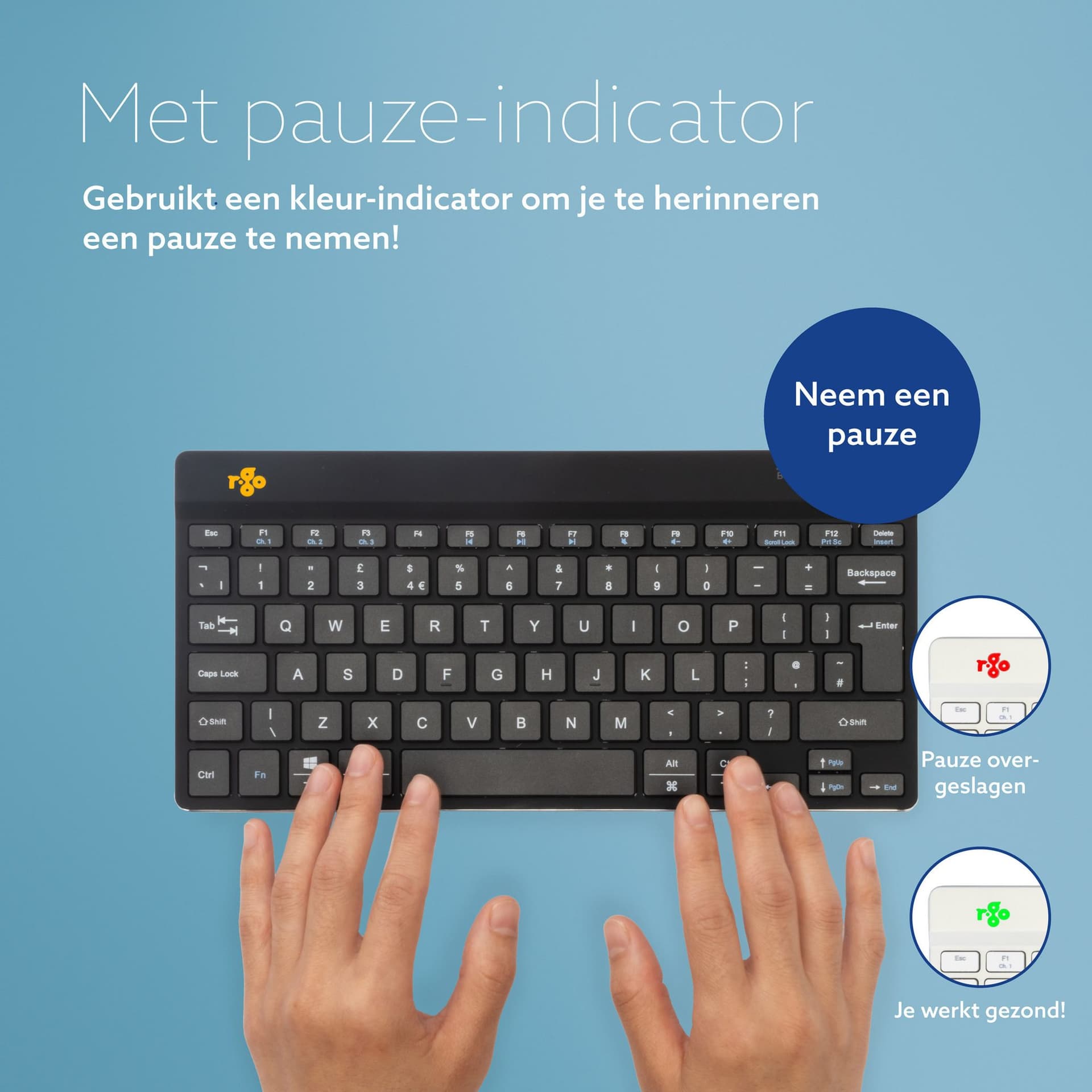 Toetsenbord R-Go Ergonomisch Compact Break QWERTY zwart 6