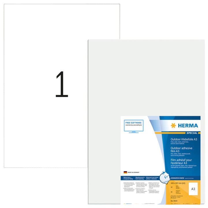 Etiket HERMA 9544 297x420mm weerbestendig wit 40 stuks 2