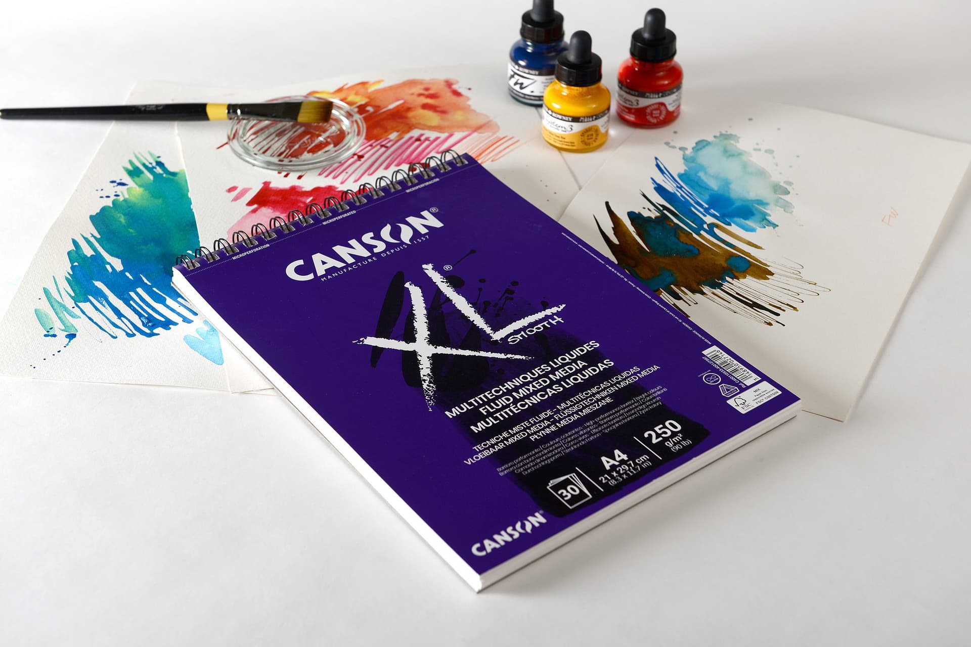 Mixed mediapapier Canson XL Fluid Mixed Media 30vel 250gr A3 extra wit 2