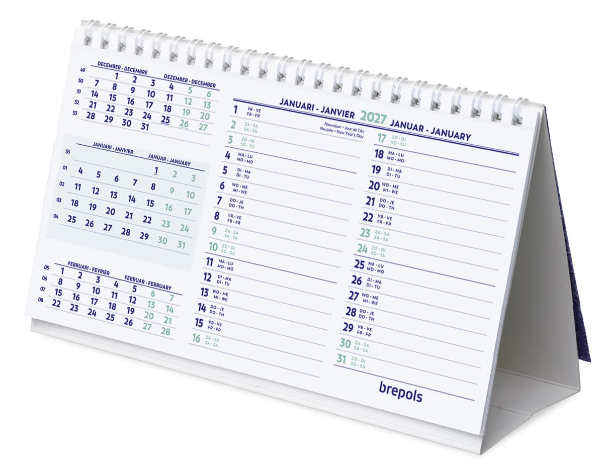Bureaumaandkalender 2027 Brepols 210x125mm