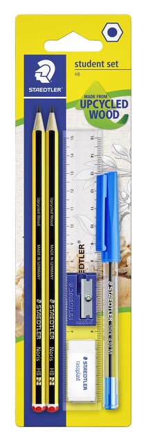 Schrijfset Staedtler 2 Noris potloden HB-balpen-gum-slijper-liniaal