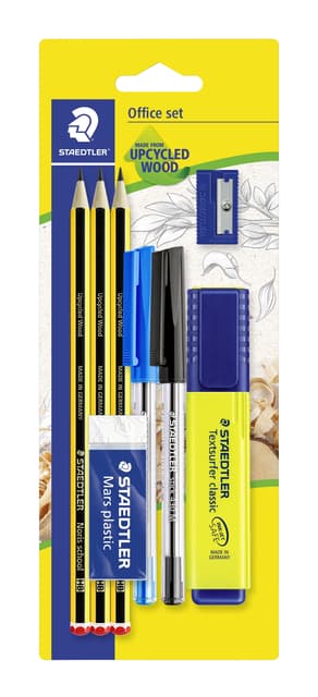 Schrijfset Staedtler 3 Noris potl HB-2 balpennen-markeerst-gum-slijper