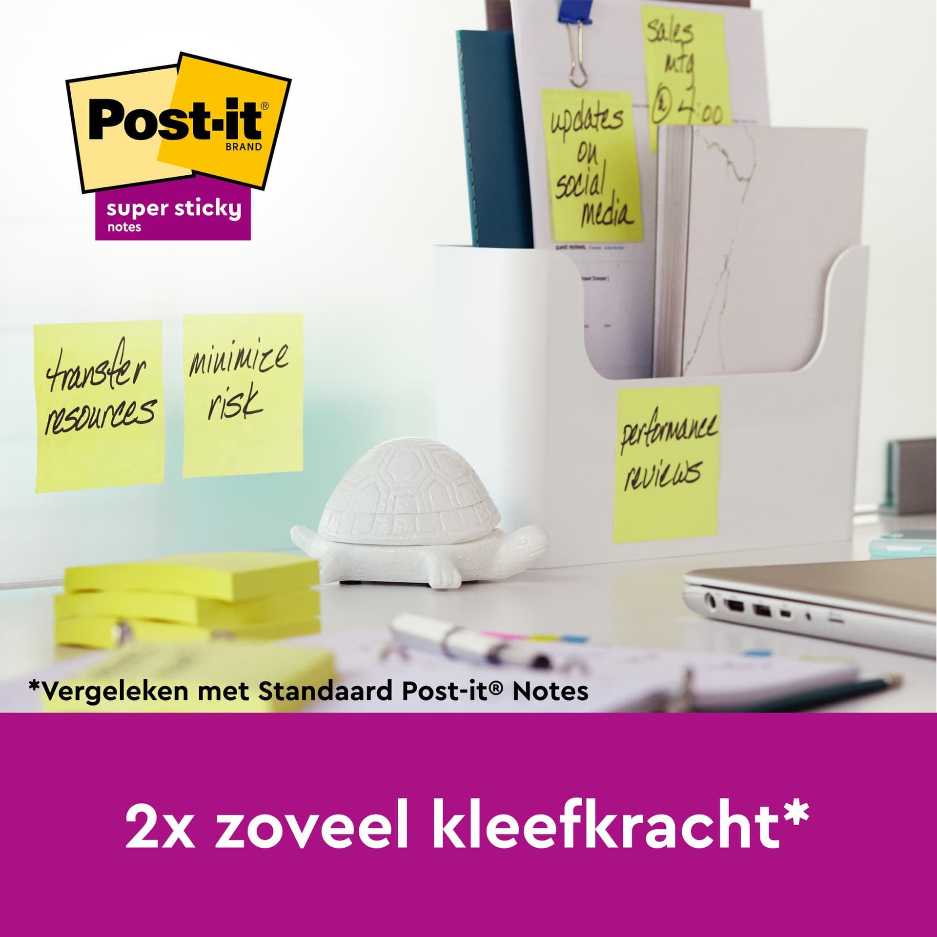 Memoblok Post-it Super Sticky 654 RSS12CY recycled 76x76mm canary yellow 12 stuks 3
