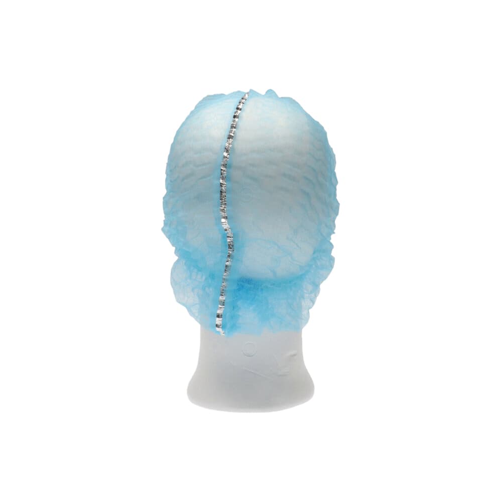 Haarnet CMT clip non-woven L 53cm met detectie strip PP blauw 100 stuks 2