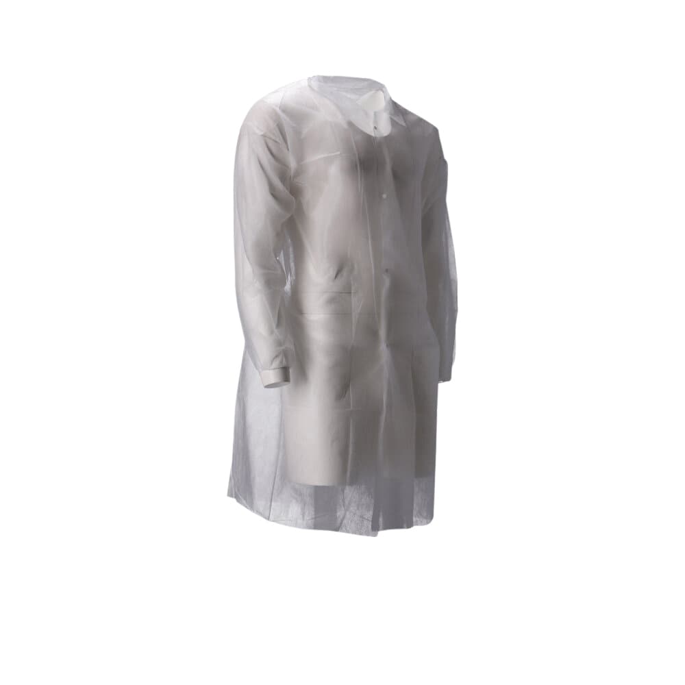 Bezoekersjas CMT M non-woven drukknopen 104cm lang PP wit 100 stuks 2