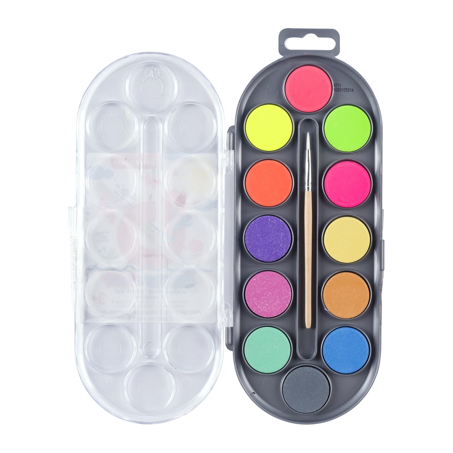 Waterverfset Bruynzeel Kids penseel assorti metallic en neon 12 napjes 2