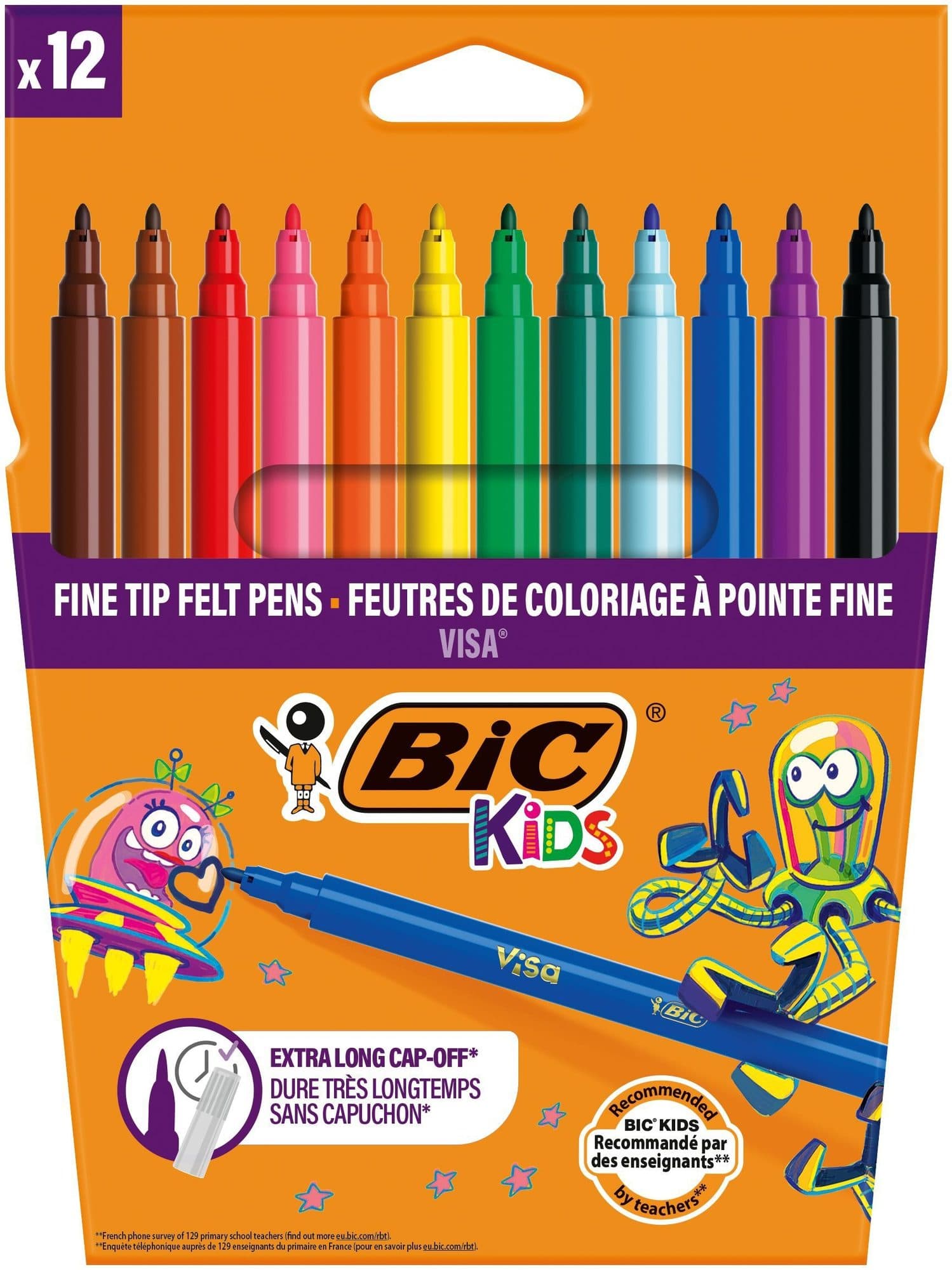 Kleurstiften BicKids Visa fijn assorti etui à 12 stuks