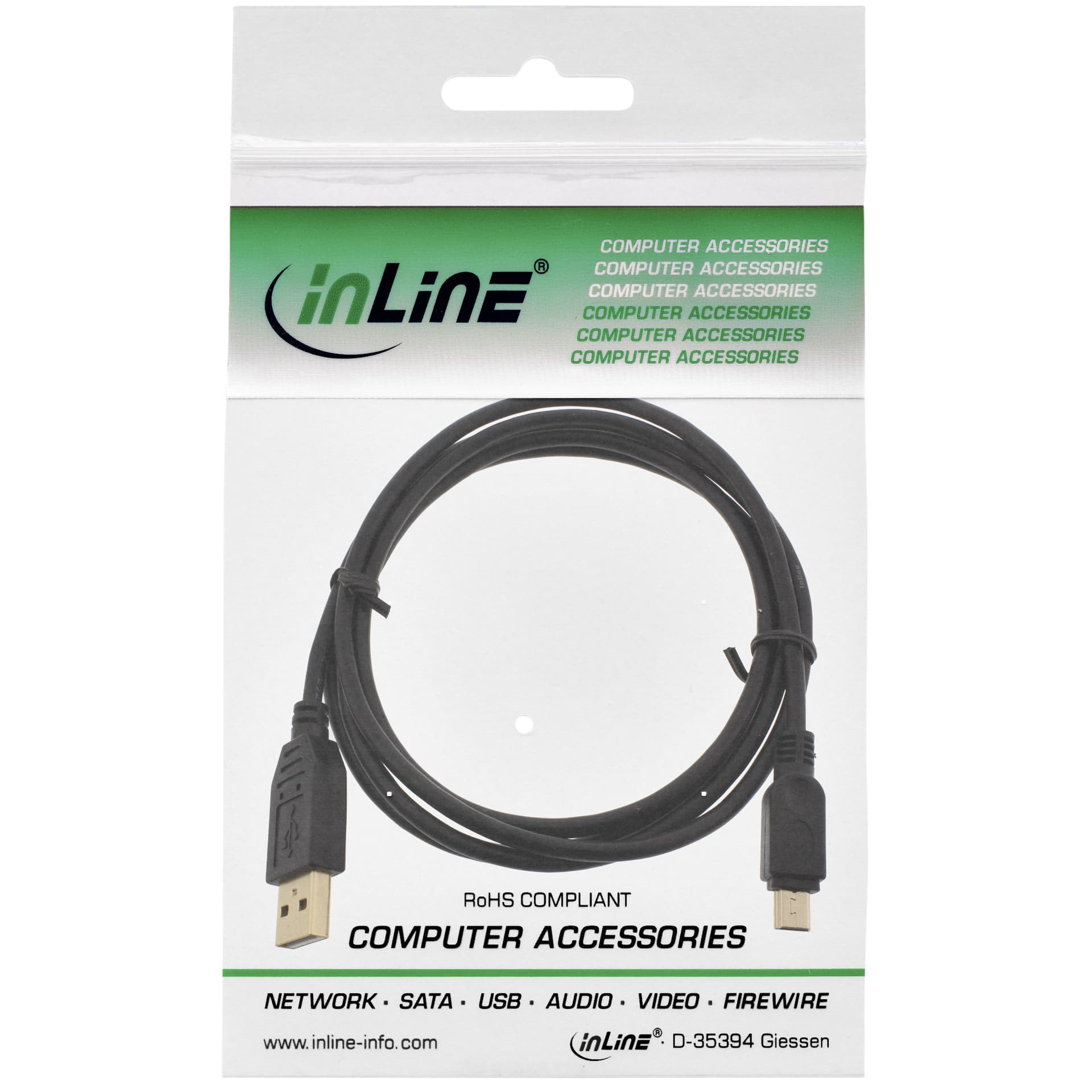 Kabel inLine USB 2.0 A-B mini 2 meter zwart 2