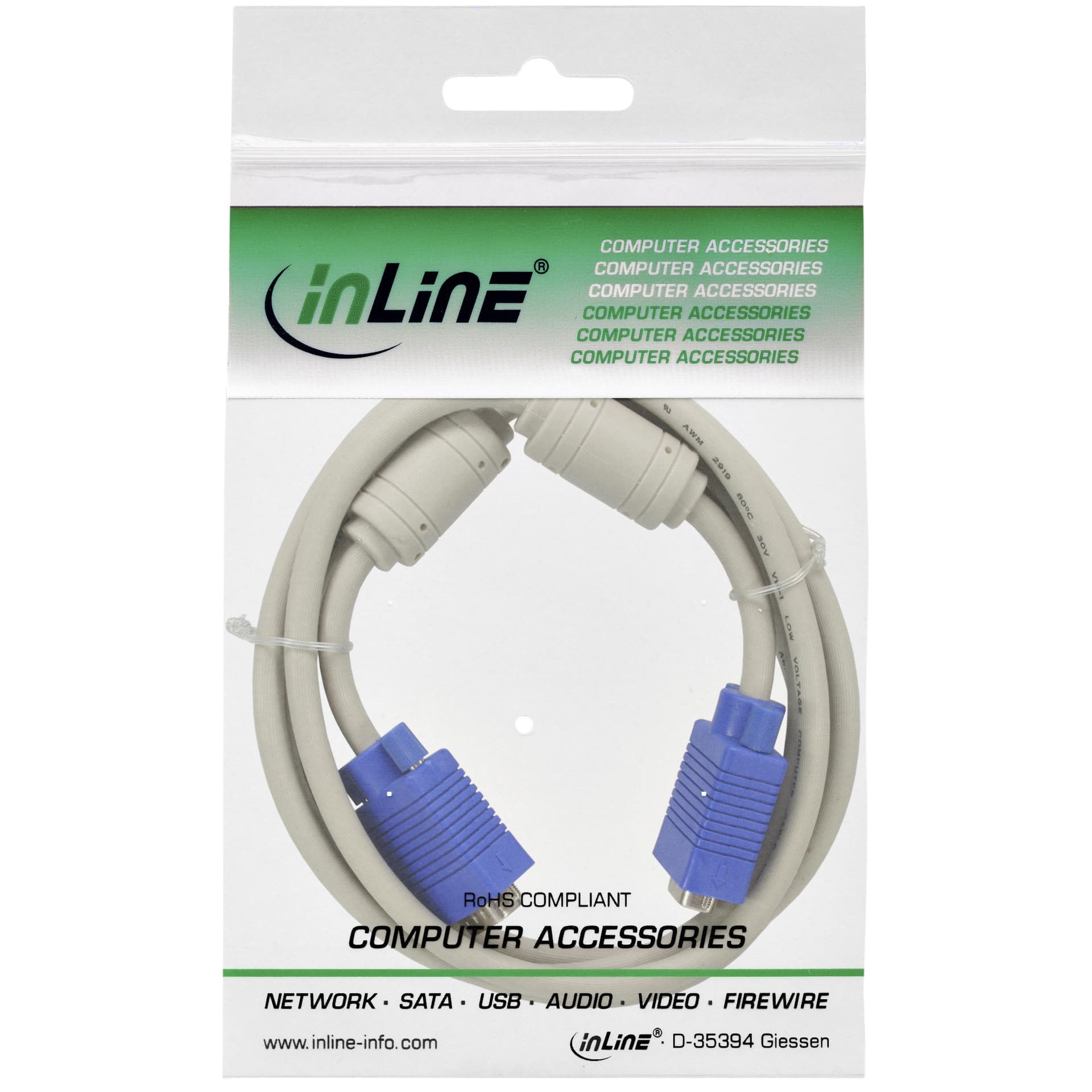 Kabel Inline S VGA 15HD M-M 2 meter beige en blauw 2