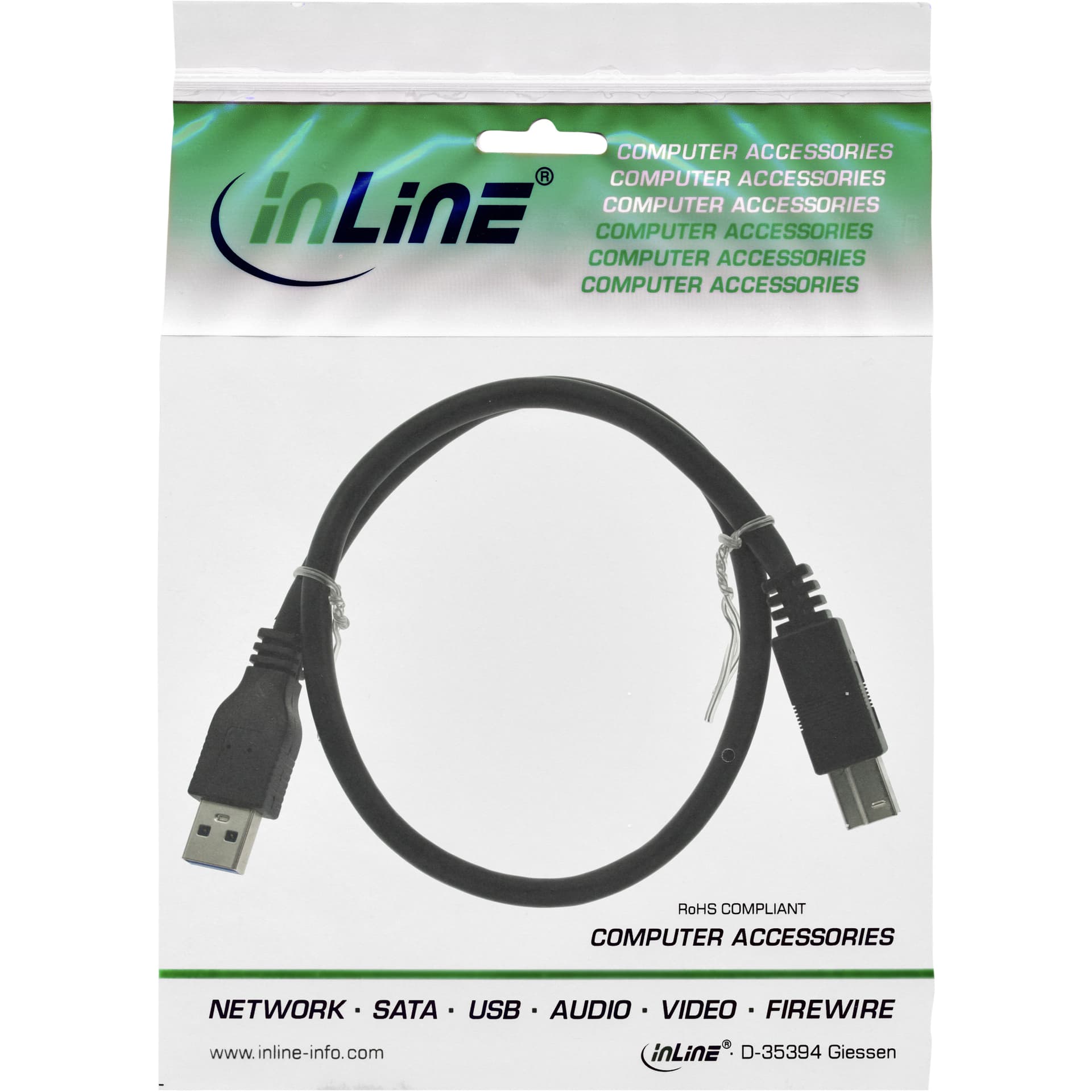 Kabel Inline USB-A USB-B 3.0 M 1.5 meter zwart 2