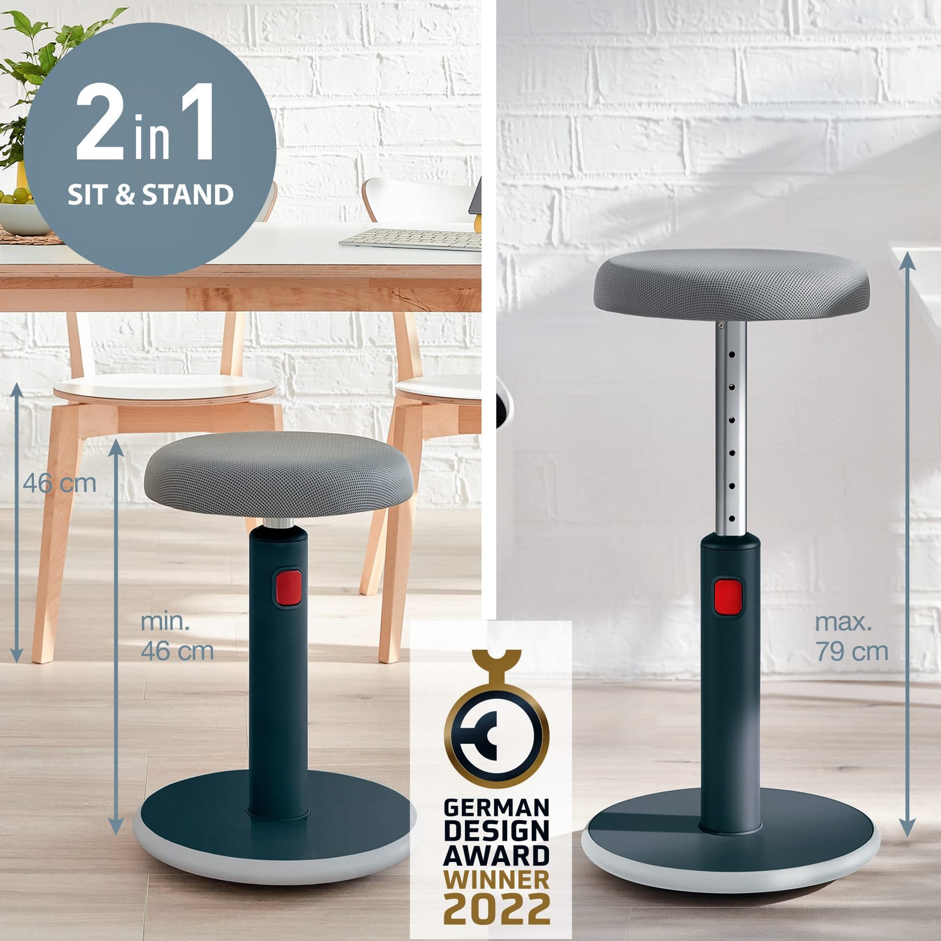 Actieve zit-sta kruk Leitz Ergo Cosy grijs 6