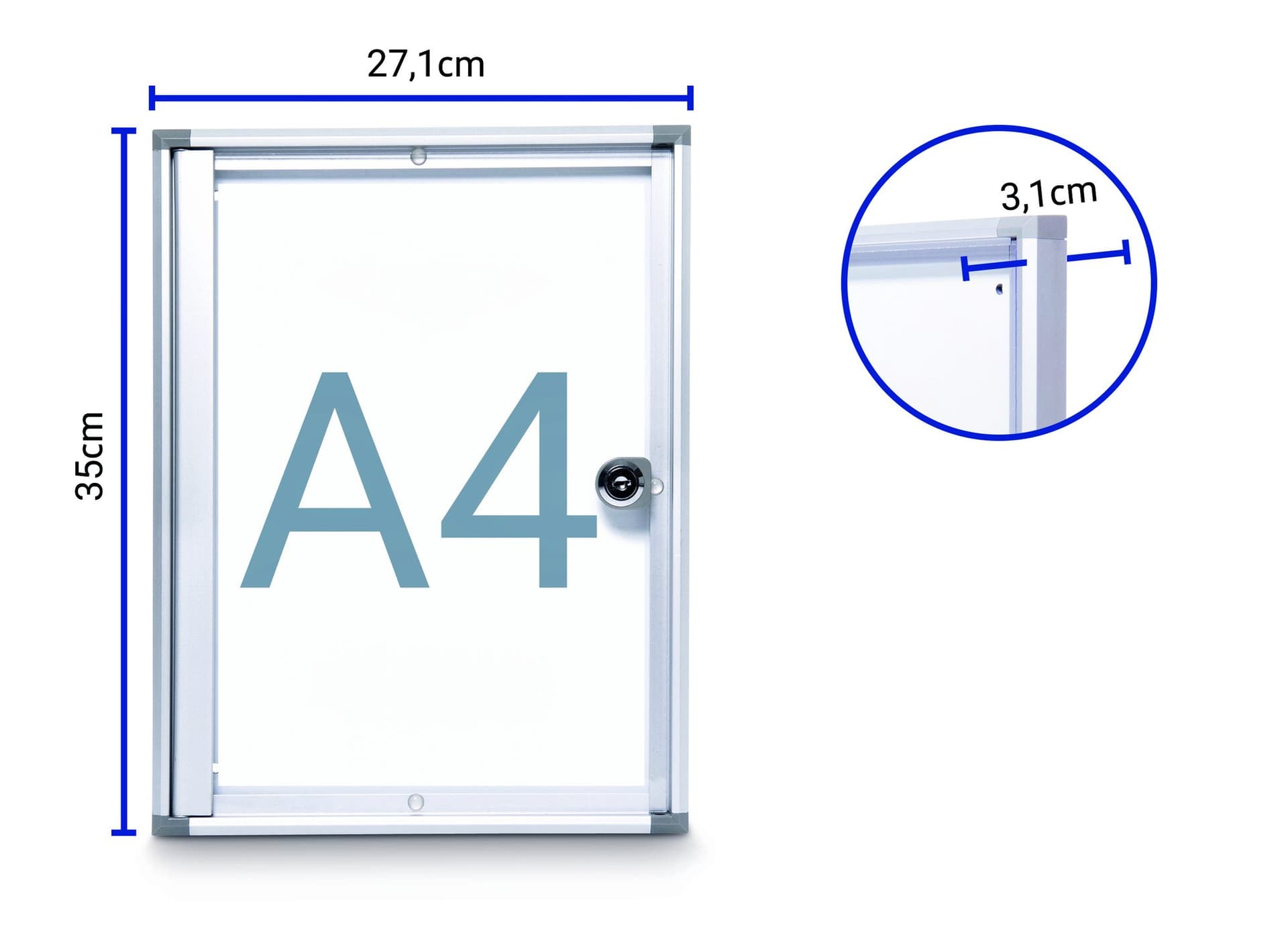 Binnenvitrine wand MAULextraslim whiteboard 1xA4 met slot 6