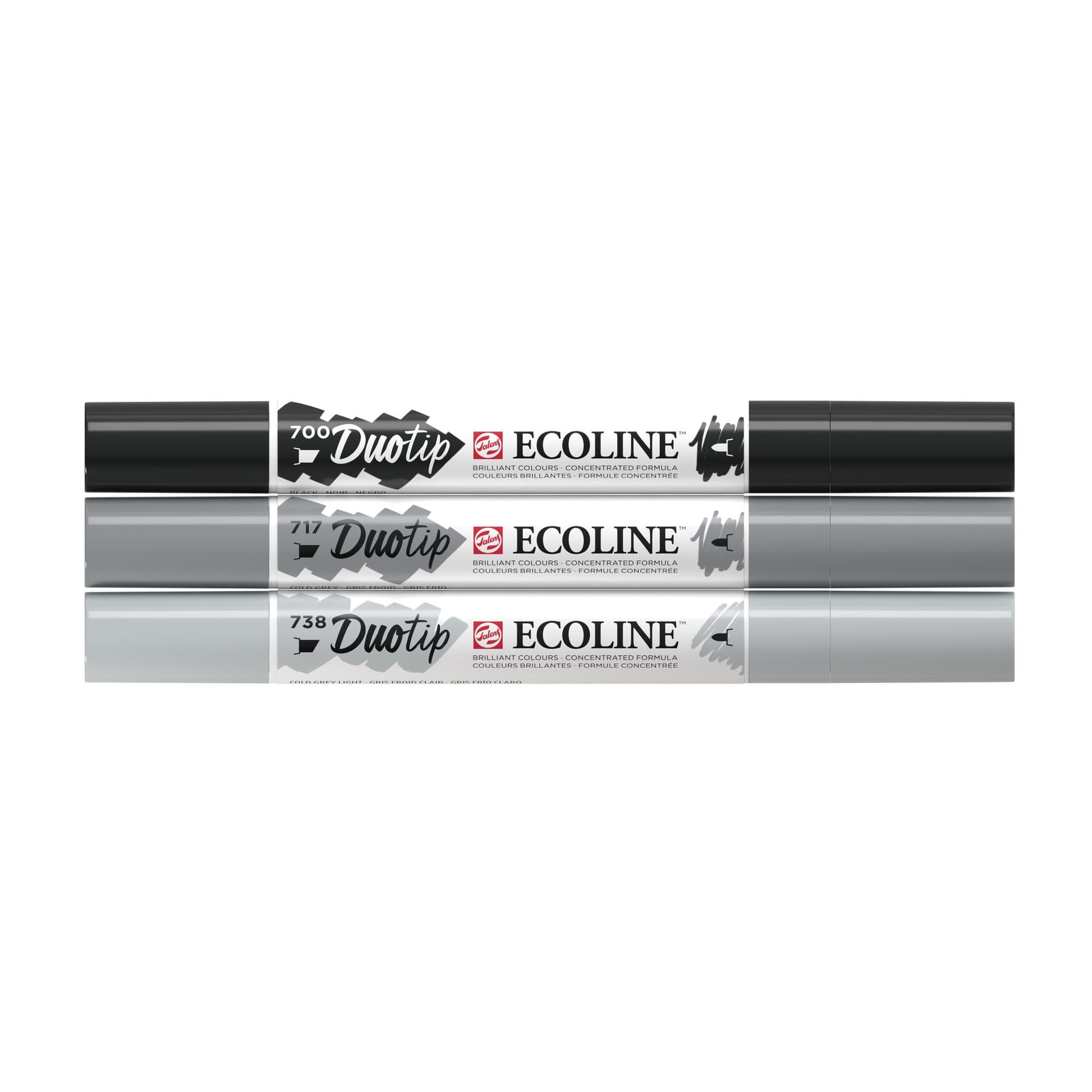 Duotip Talens Ecoline set à 3 stuks zwart en grijs
