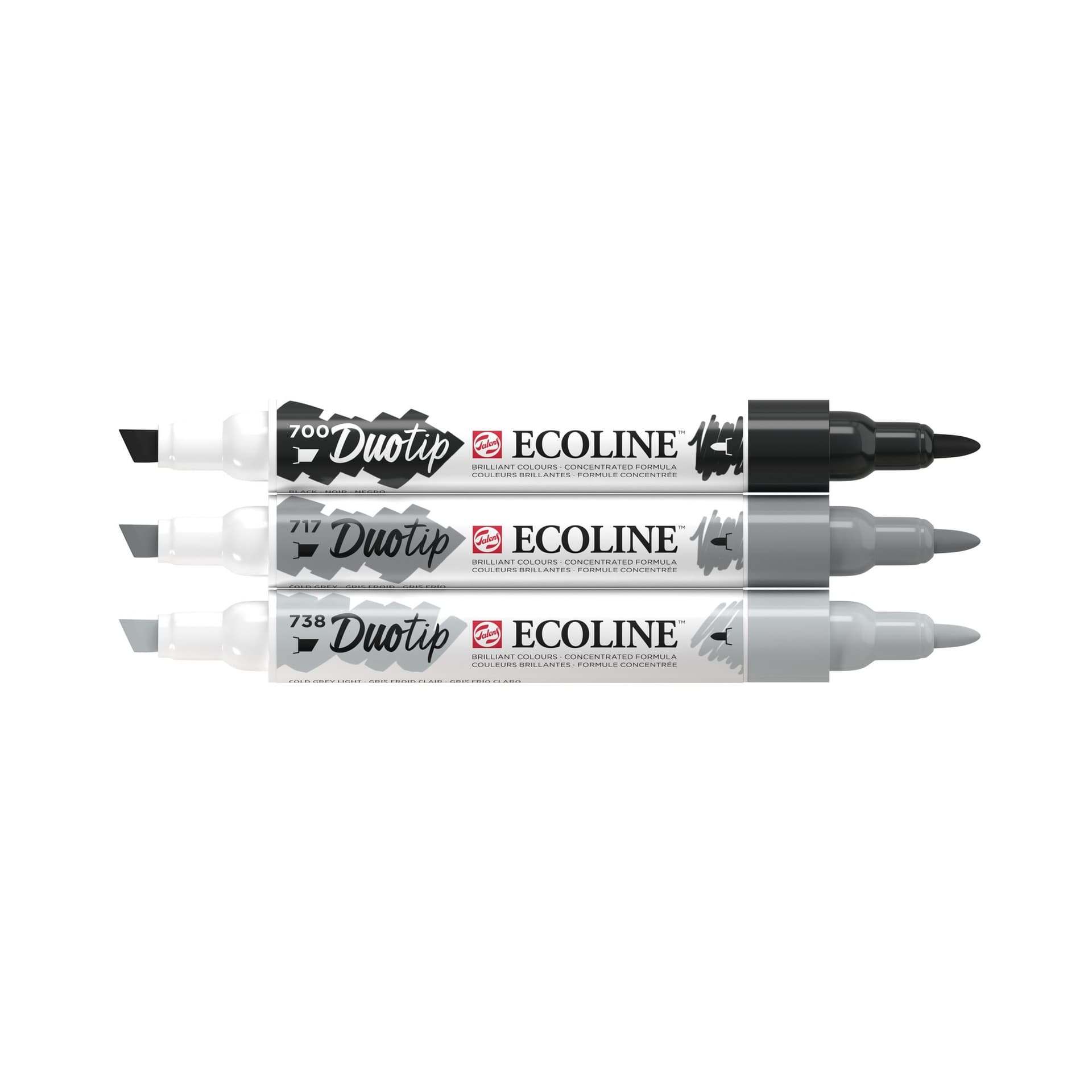 Duotip Talens Ecoline set à 3 stuks zwart en grijs 2