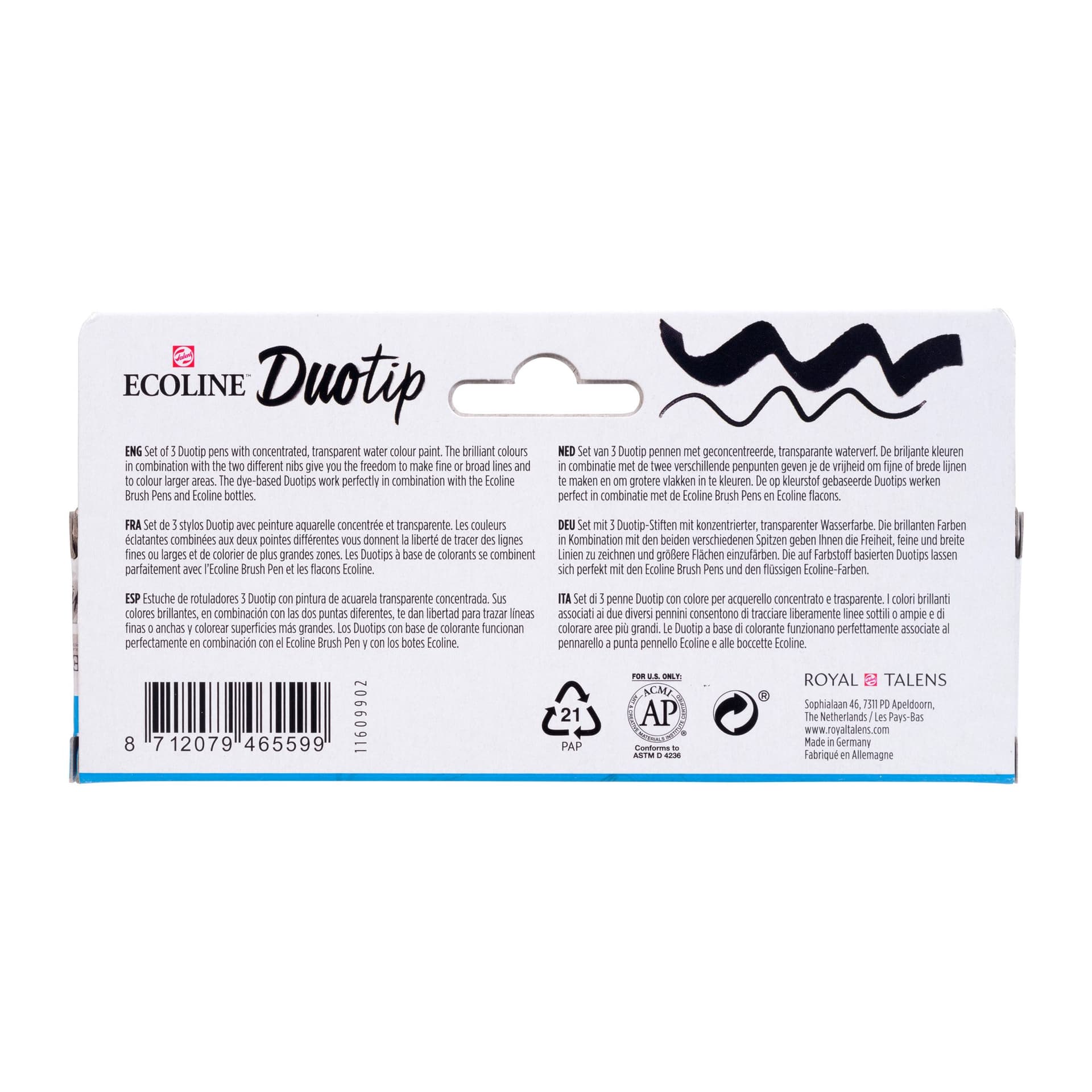 Duotip Talens Ecoline set à 3 stuks zwart en grijs 4
