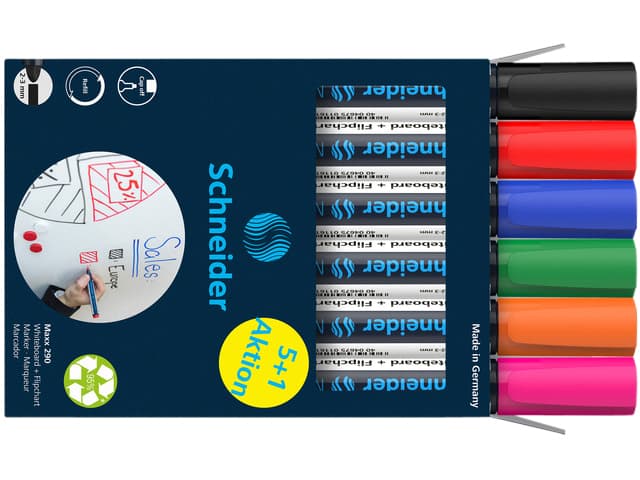 Whiteboardmarker Schneider Maxx 290 rond 2-3mm ass doos à 5+1 gratis