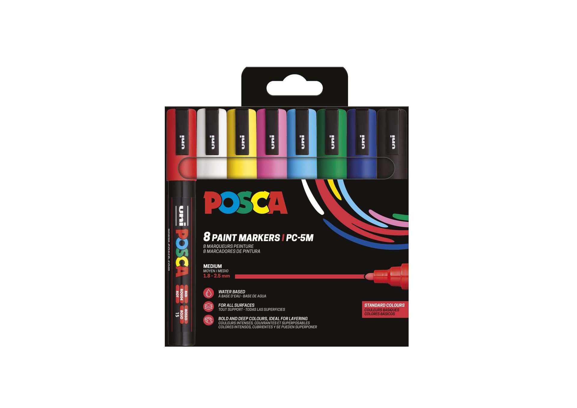 Paintmarker Uni POSCA PC5M medium assorti set à 8 stuks