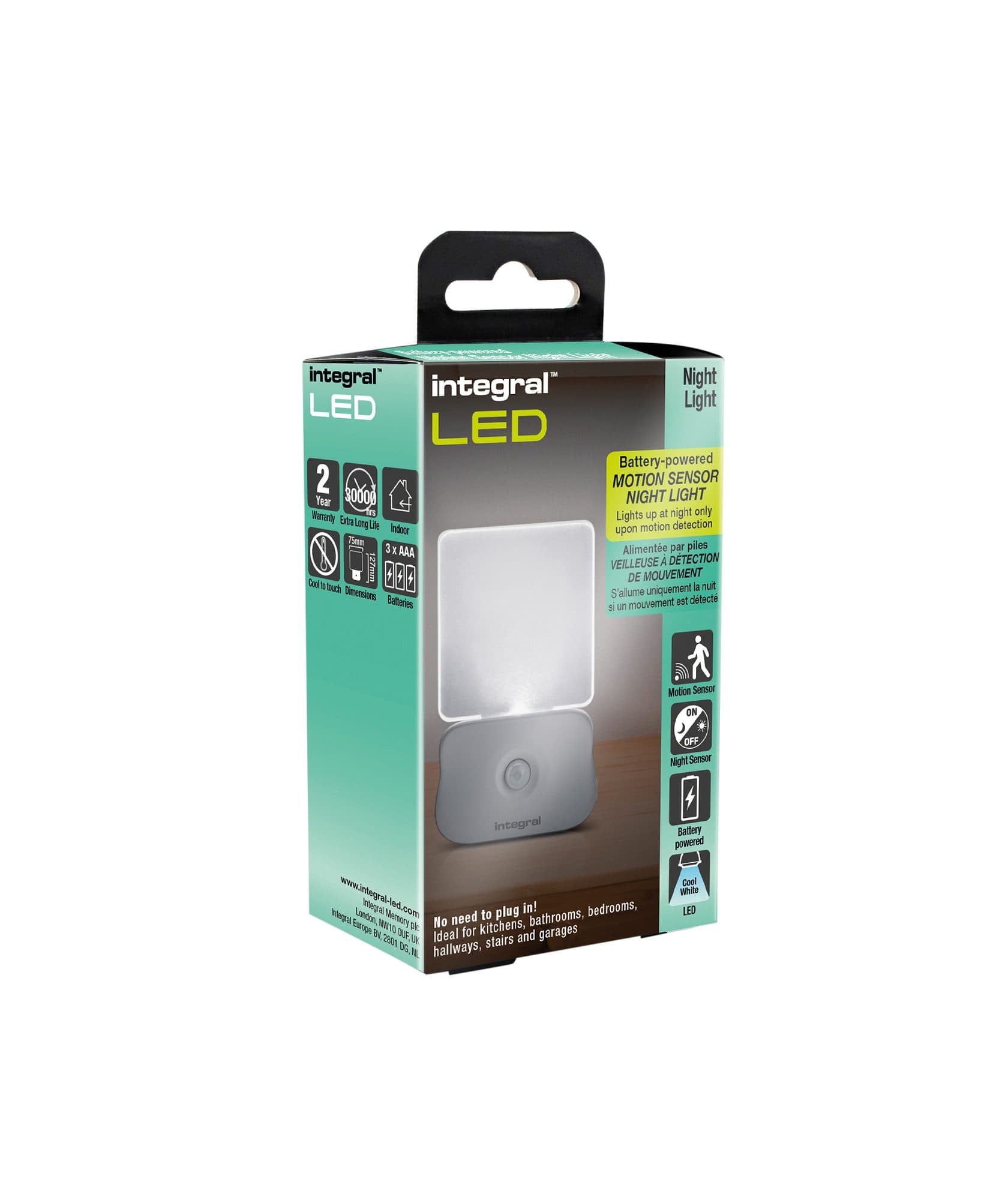 Led nachtlamp Integral 4000K koel wit 0.5W 7lumen sensor op batterijen 2