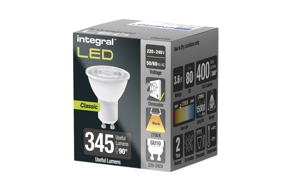 Ledlamp Integral GU10 2700K warm wit 3.6W 400lumen 2