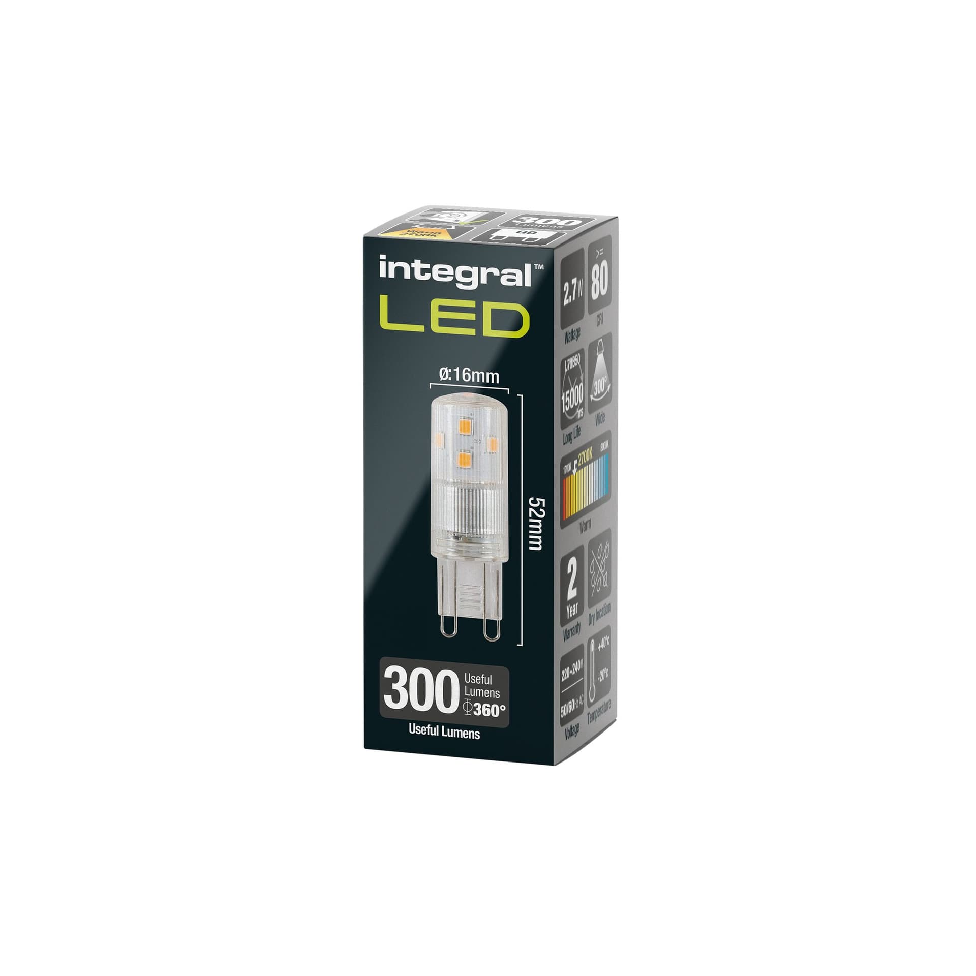 Ledlamp Integral G9 2700K warm wit 2.7W 300lumen 2