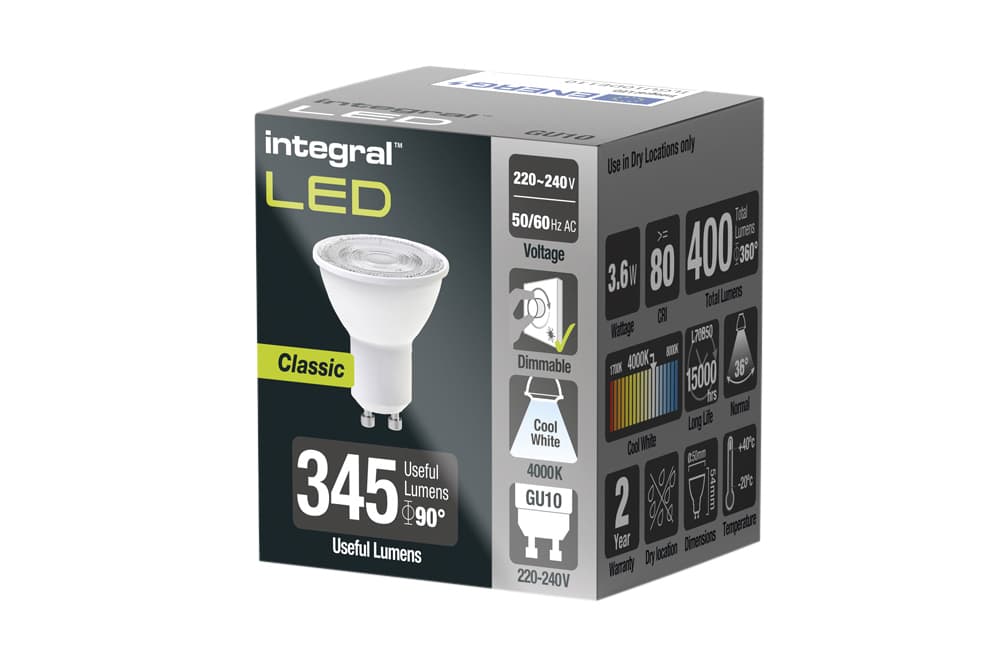 Ledlamp Integral GU10 4000K koel wit 3.6W 400lumen 2