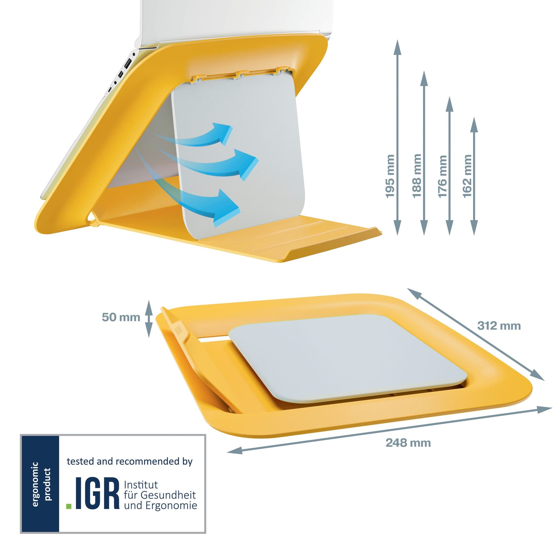 Laptopstandaard Leitz Ergo Cosy verstelbaar recyled geel 3