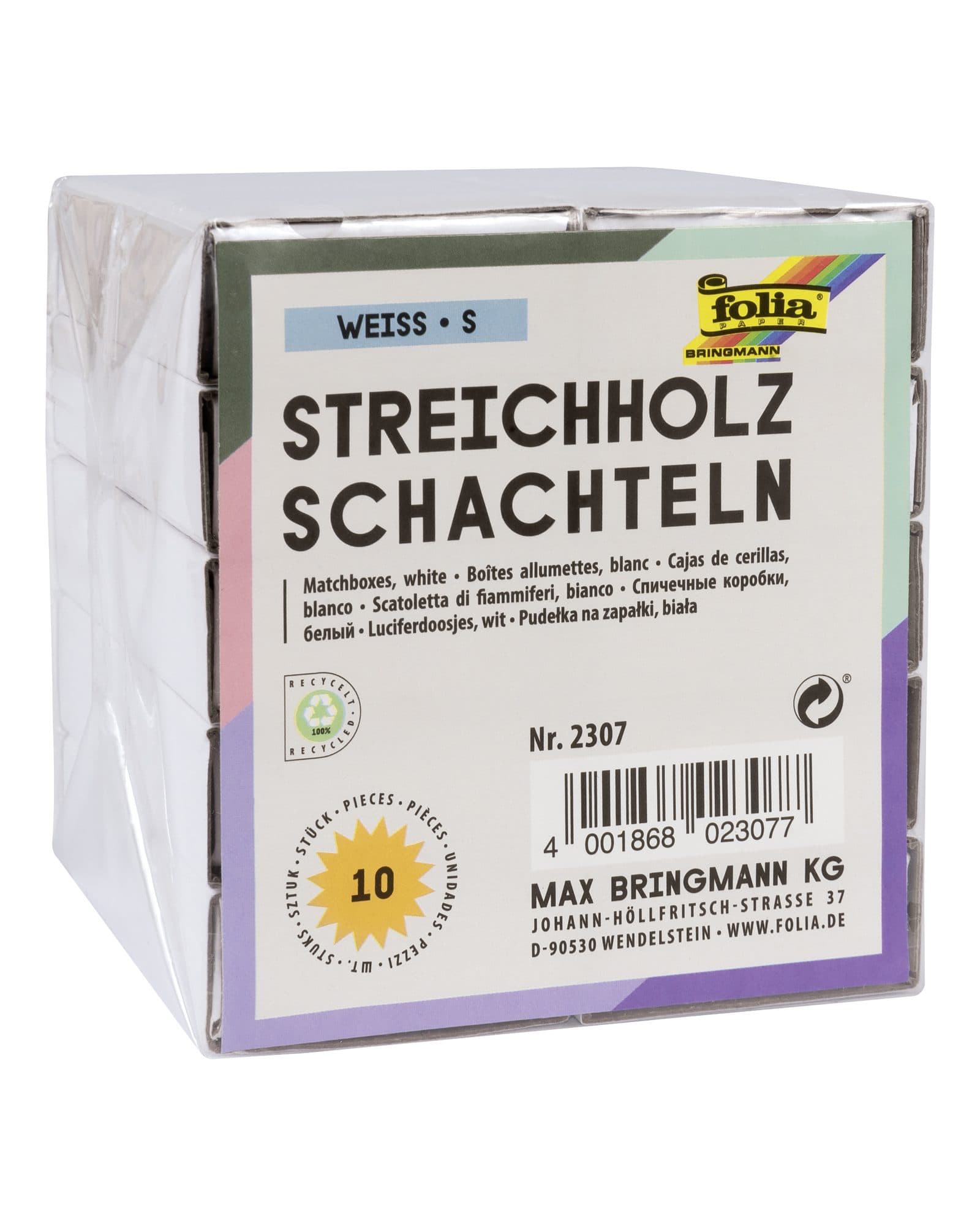 Luciferdoosjes Folia klein 53x37x11mm 10 stuks wit 2