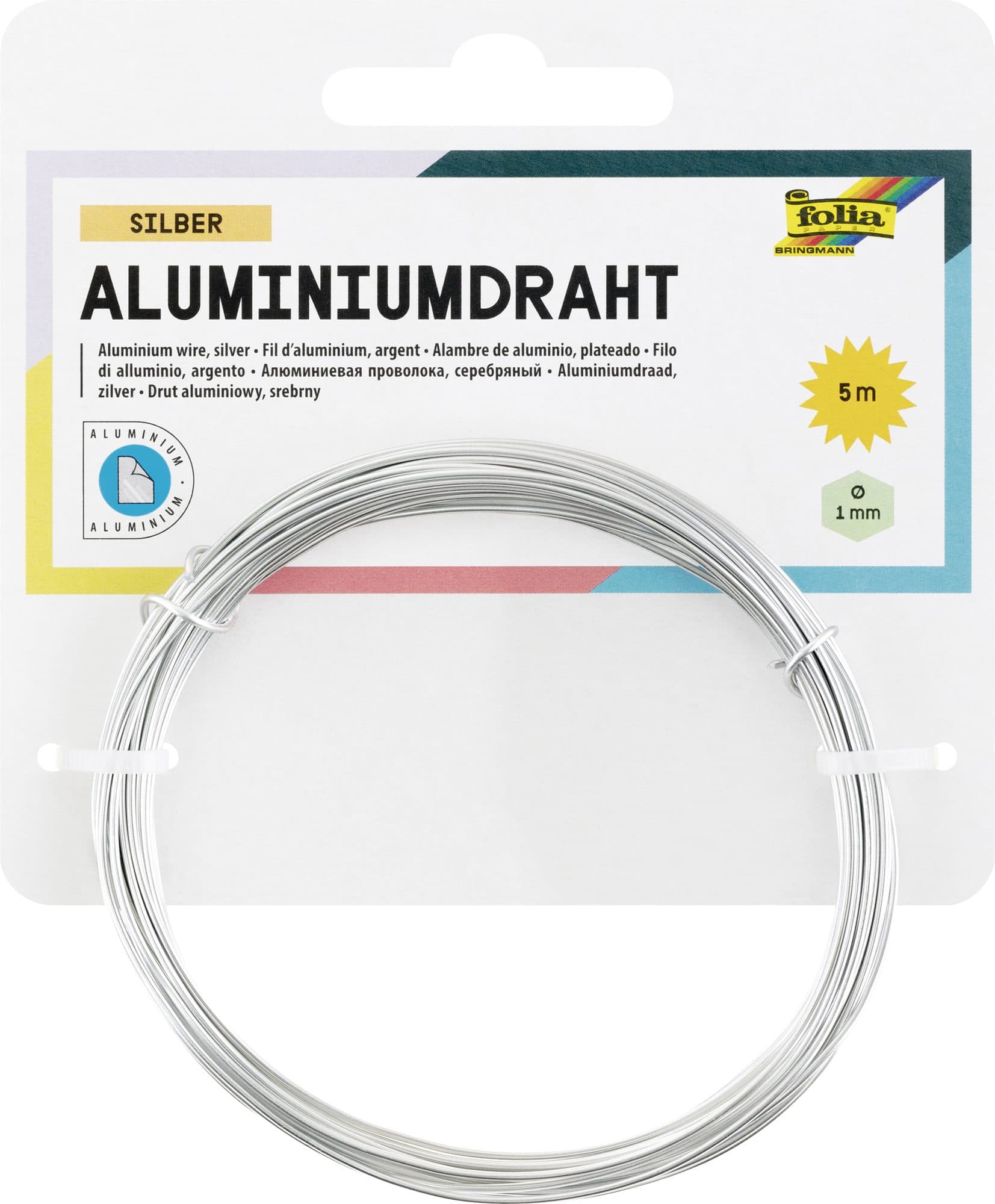Aluminiumdraad Folia 1mmx5m zilver