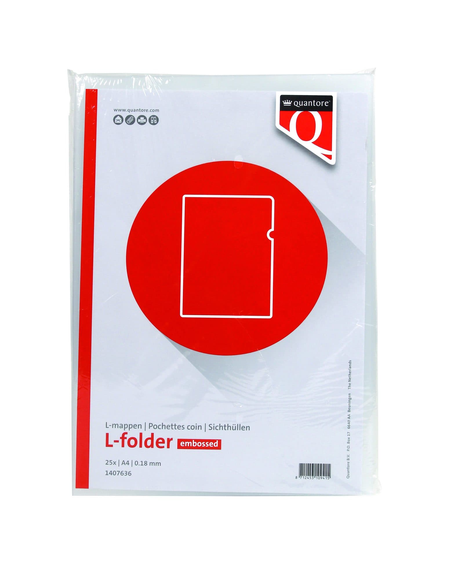 Insteekmap L-model Quantore A4 PP 0.18mm nerf 25 stuks 2