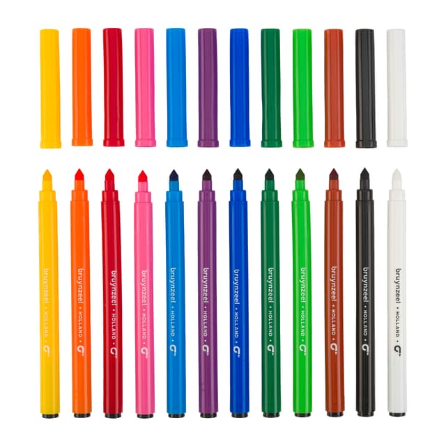 Viltstift Bruynzeel Super Point met witte wisstift assorti 12 stuks 3