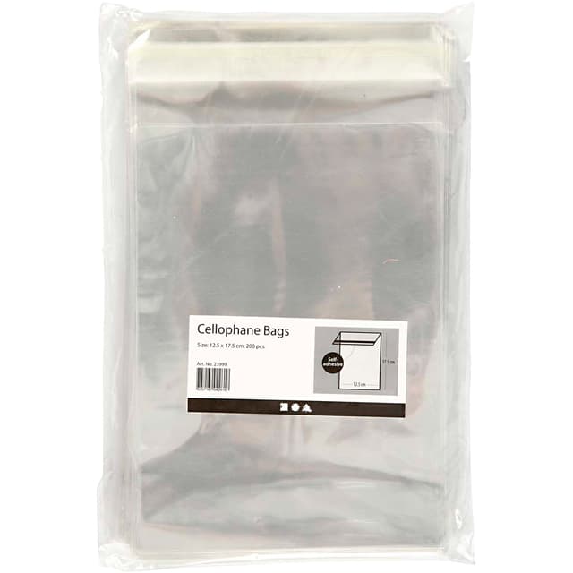 Cellofaanzak Creativ Company 17.3x12.3cm 25 micron met plakstrip 200st 2