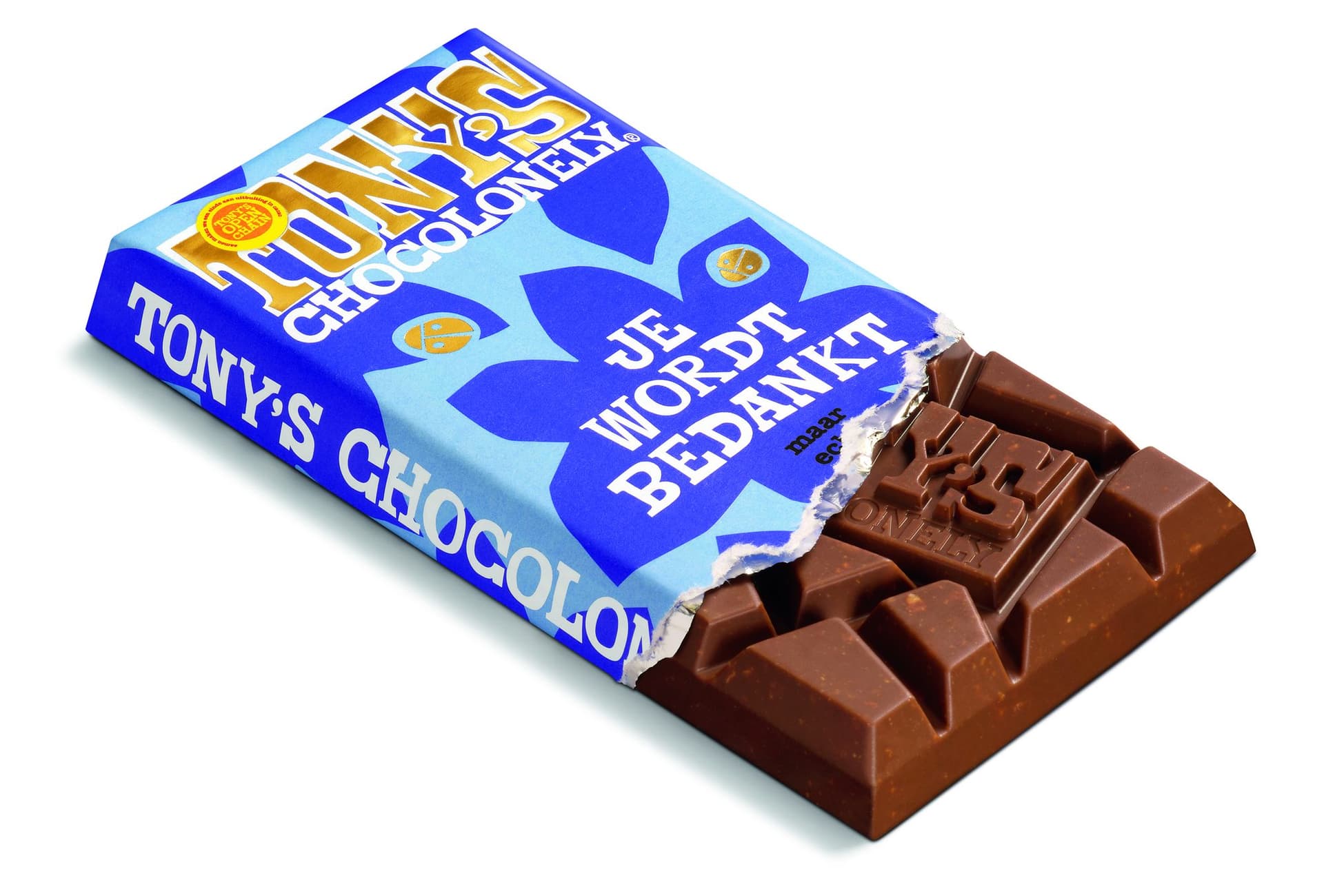 Chocolade Tony's Chocolonely je wordt bedankt reep melk karamel biscuit 180gr 2