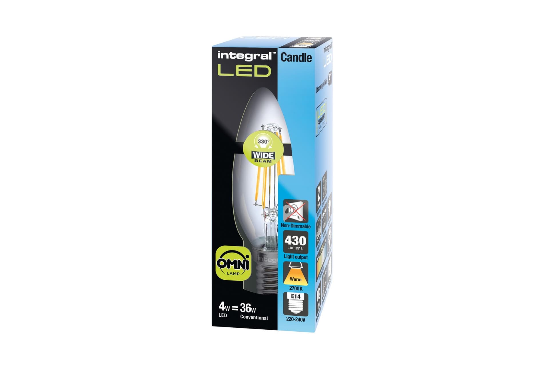 Ledlamp Integral E14 2700K warm wit 4W 470lumen 2