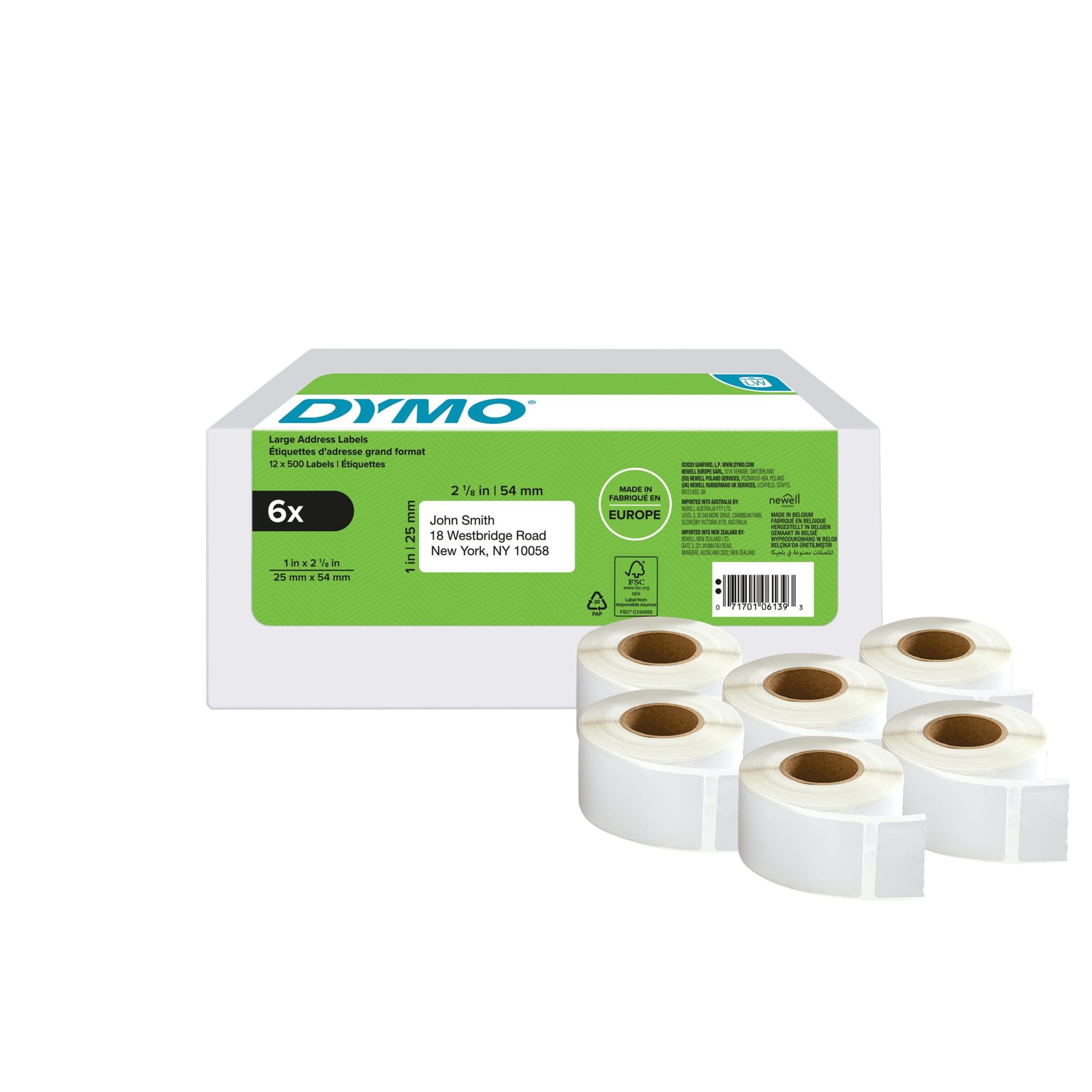 Etiket Dymo LabelWriter adressering 25x54mm 6 rollen á 500 stuks wit 2