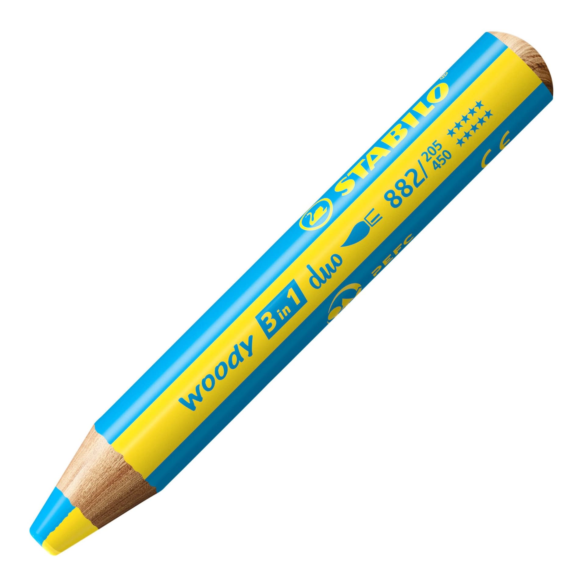 Kleurpotloden STABILO 882 woody 3 in 1 duo puntenslijper assorti 5st 2