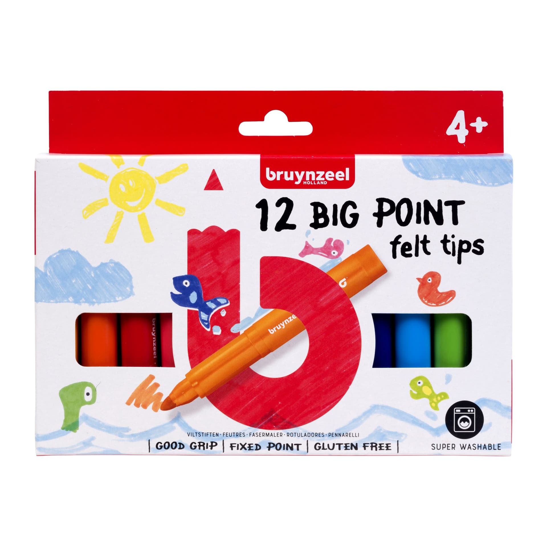 Viltstift Bruynzeel Kids Big Point assorti 12 stuks