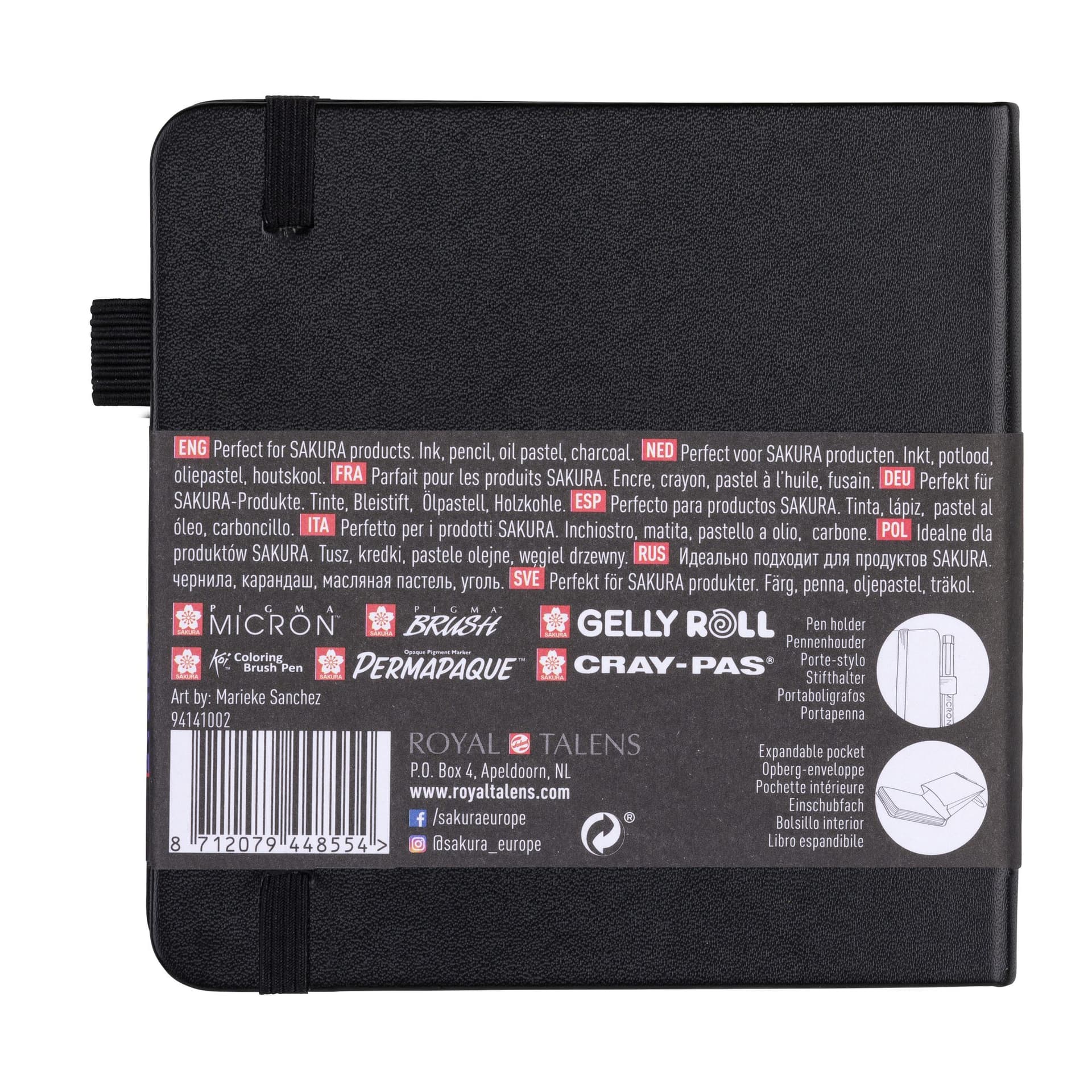 Schetsboek Sakura 80 zwarte vellen 140gr 120x120mm zwart 2