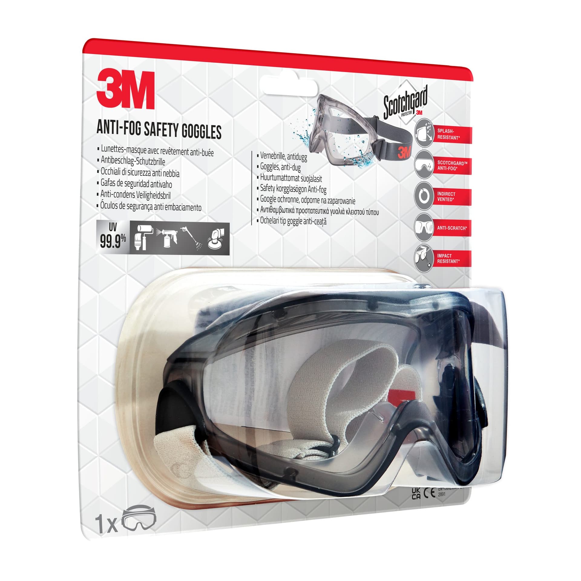 Ruimzichtbril 3M anti-fog Safety krasbestendig 3