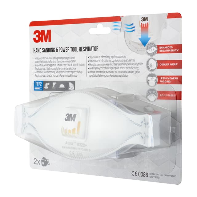 Stofmasker 3M Aura voor schuren 9322 FFP2 met ventiel 2 stuks 2