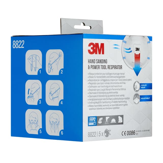 Stofmasker 3M voor schuren 8822 FFP2 met ventiel 5 stuks 3