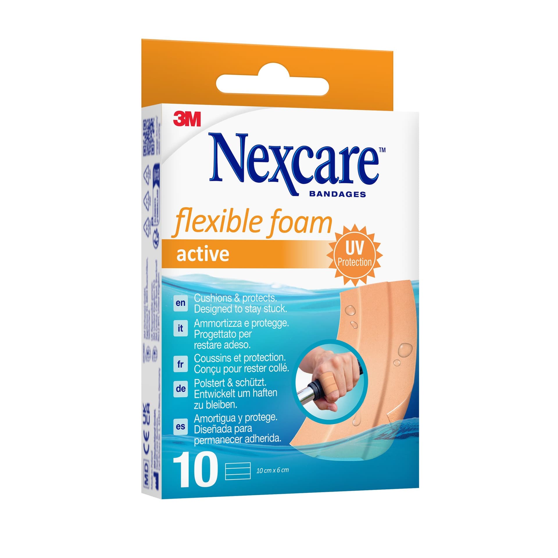 Wondpleister Nexcare active flexible foam waterbestendig 6x10cm 10 stuks 4