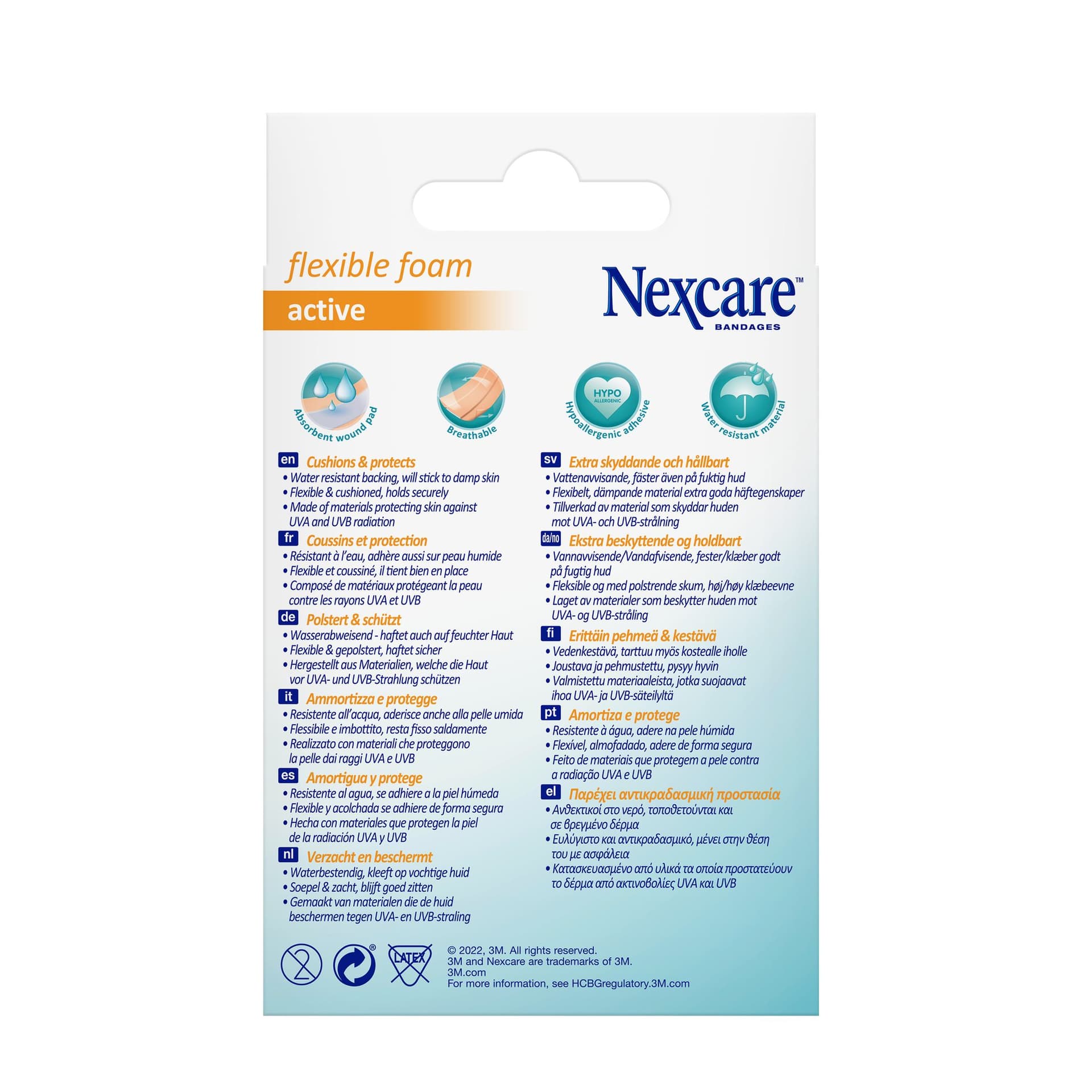 Wondpleister Nexcare active flexible foam waterbestendig 6x10cm 10 stuks 5