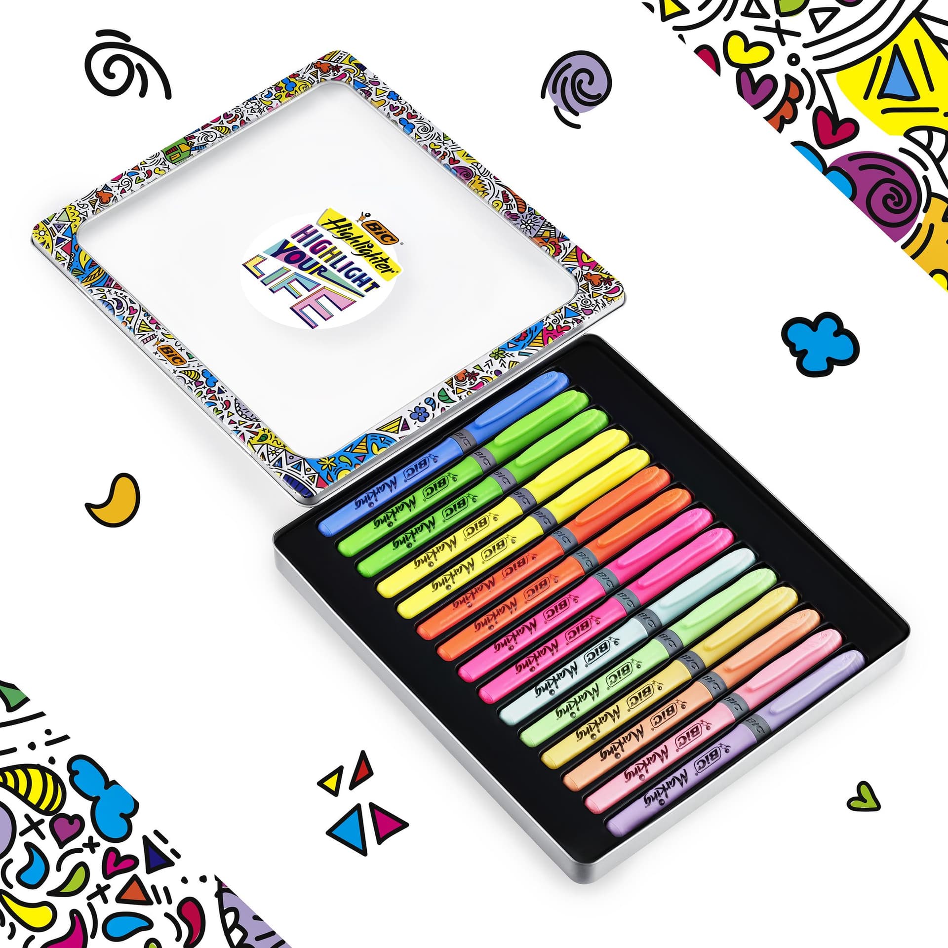 Markeerstift Bic grip Highlight your life assorti blik à 15 stuks 2