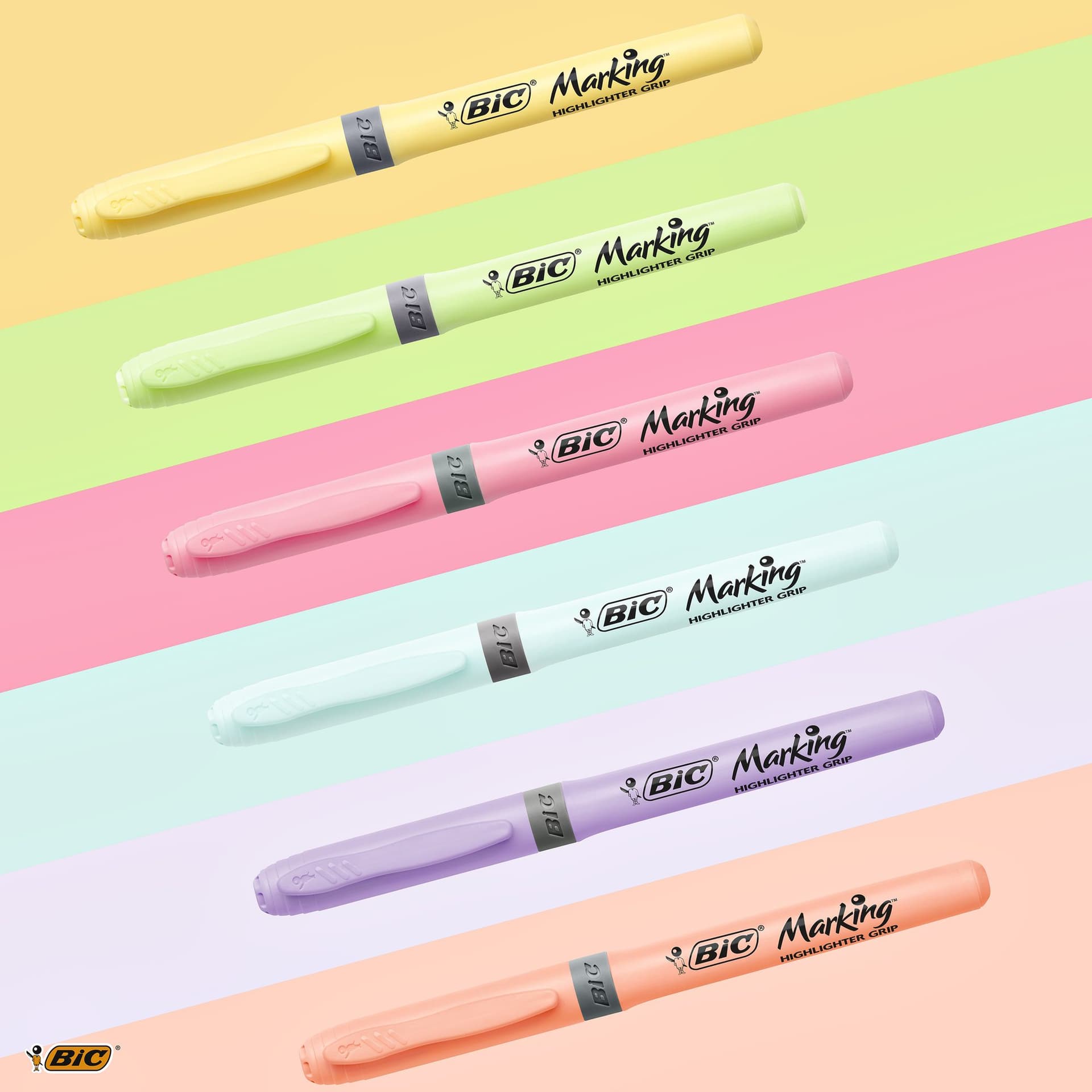 Markeerstift Bic grip Highlight your life assorti blik à 15 stuks 4