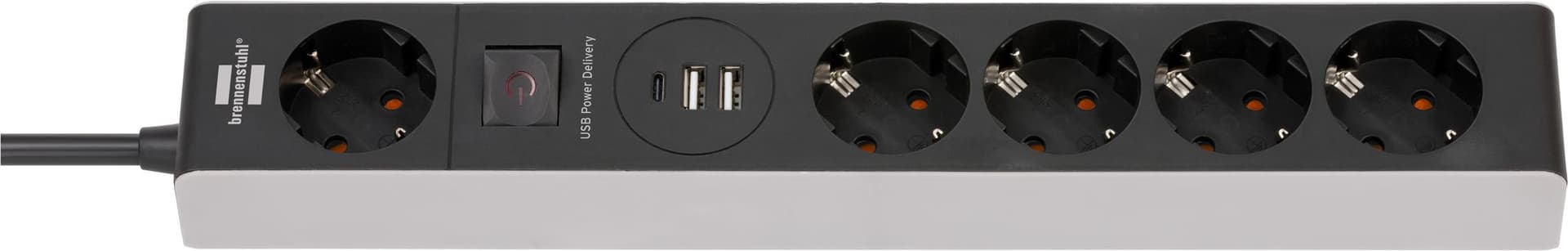 Stekkerdoos Brennenstuhl 5vdig 1+2 USB C Power Delivery 1.5m grijs/zw