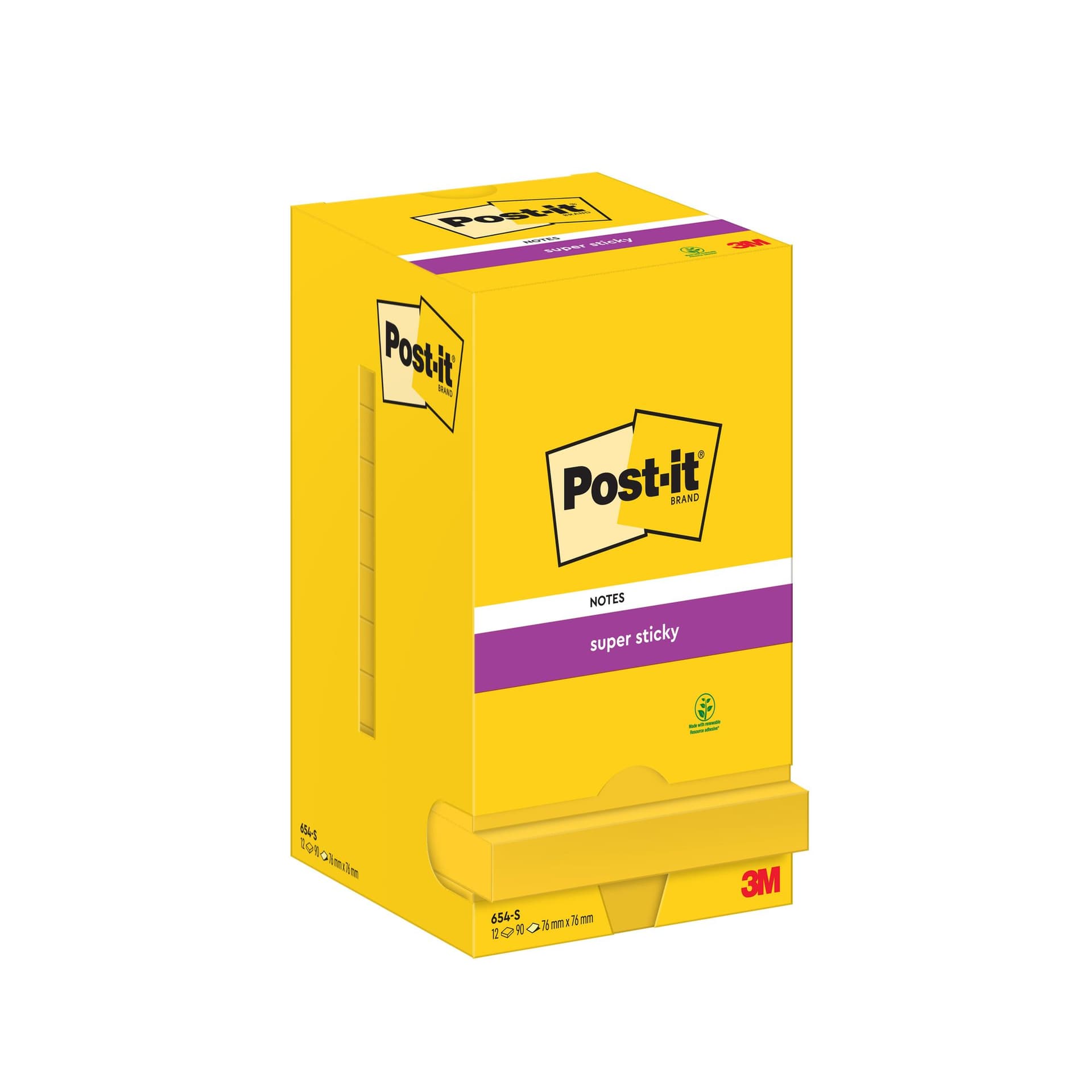 Memoblok Post-it 654 Super Sticky 76x76mm ultrageel 12 stuks 4