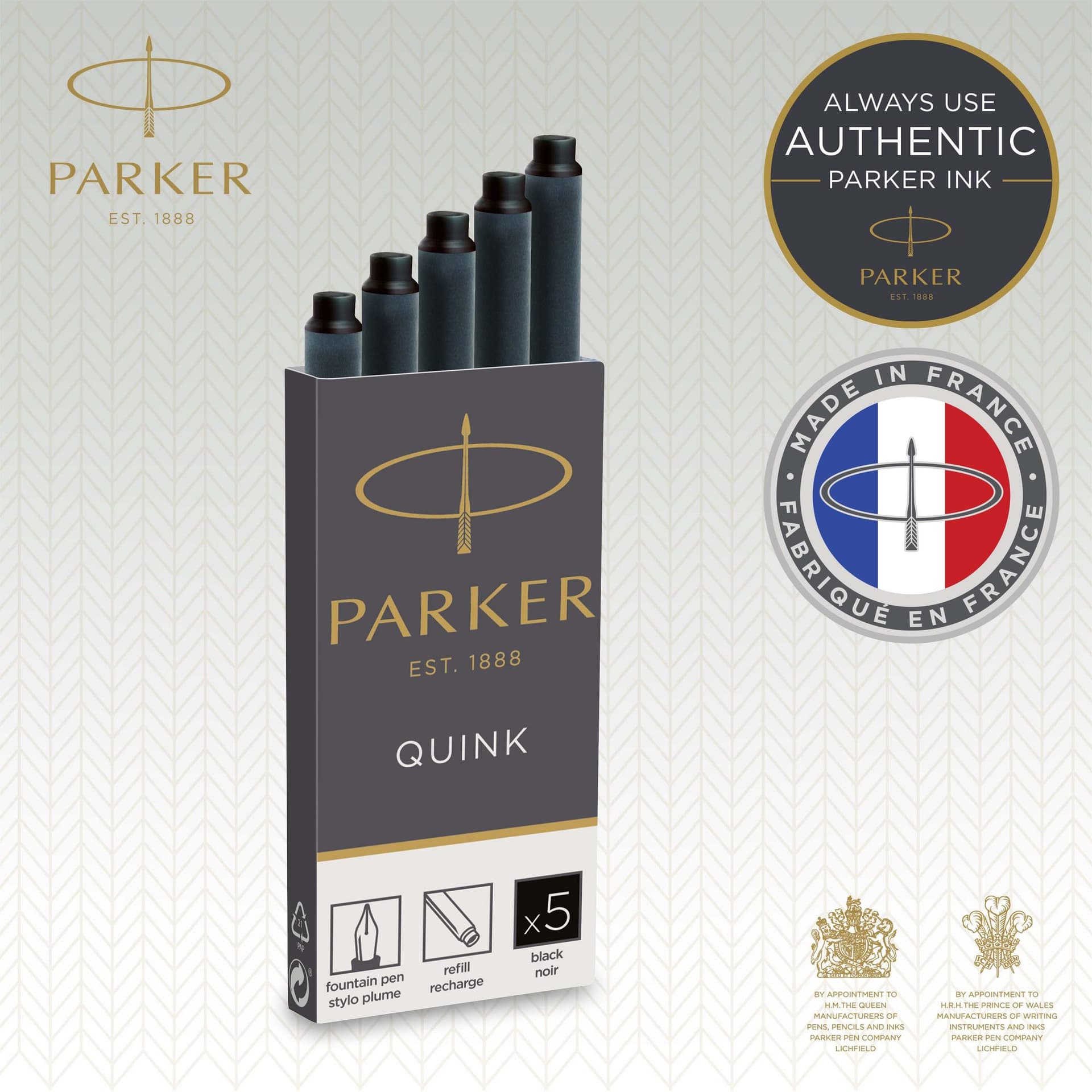 Inktpatroon Parker Quink blauwzwart blister à 5 stuks 2