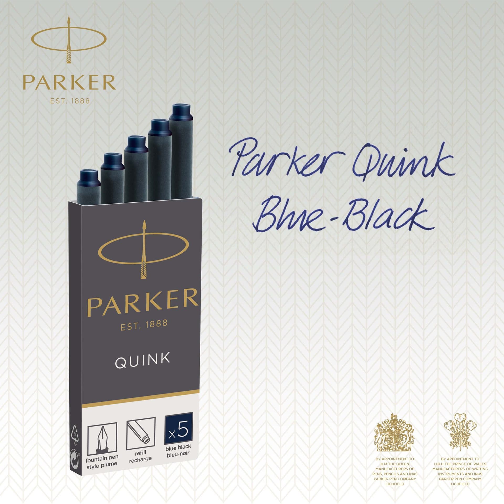 Inktpatroon Parker Quink blauwzwart blister à 5 stuks 7
