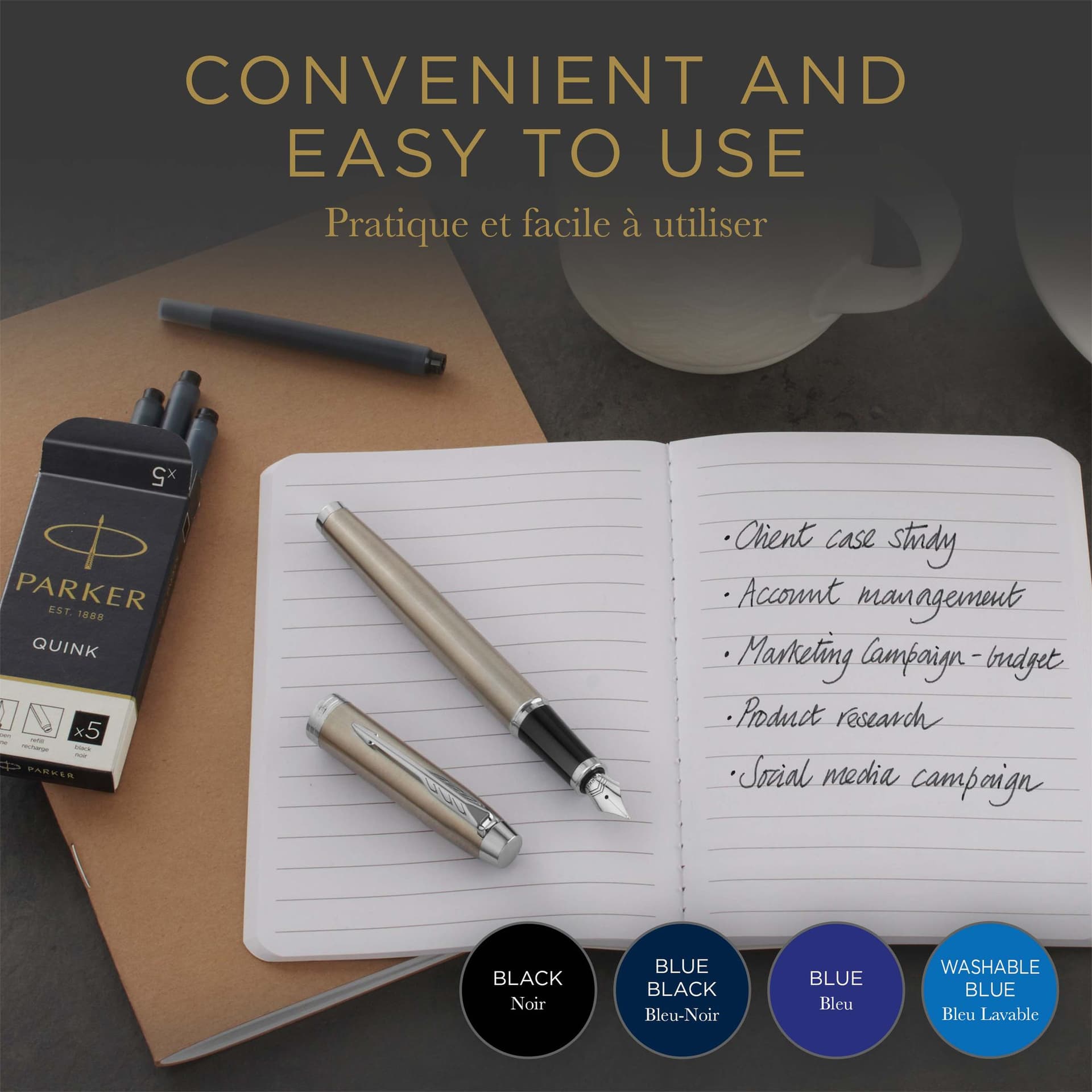 Inktpatroon Parker Quink zwart blister à 10 stuks 7